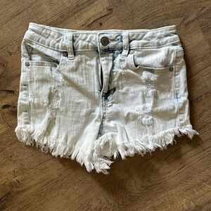 Altar'd State Frayed Hem Jean Shorts - Light Blue